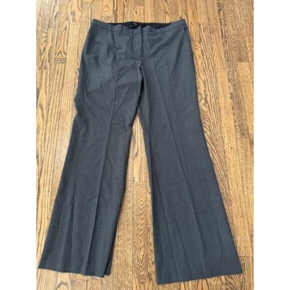NWT THEORY DEMITRIA 4 MID-RISE FLARE-LEG STRETCH WOOL PANT CHARCOAL MELANGE 18 - Picture 2 of 4